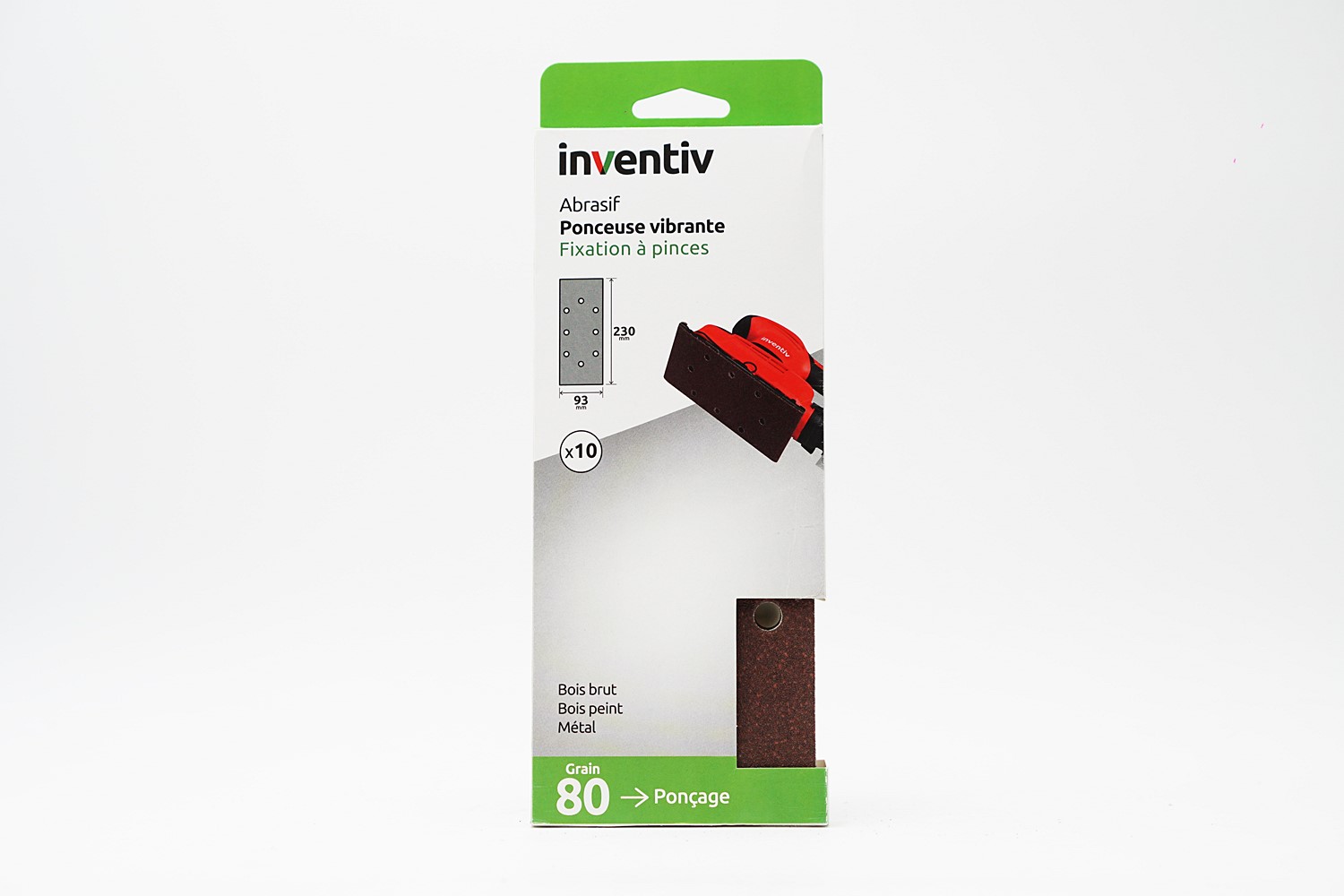 10 Patins trous ovales 93x230mm Grain 80 - INVENTIV